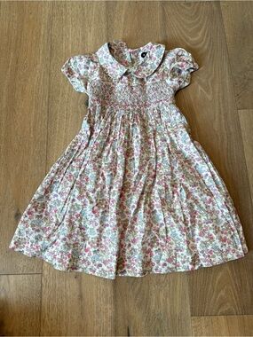Question Everything Smocked Floral Peter Pan Collar Dress for Girls